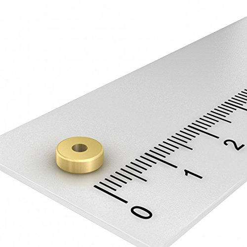 100 x Neodym Ringmagnet 6 x 6 mm mit 2 mm Bohrung, Grade N45, vergoldet, Powermagnet