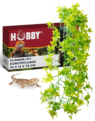 HOBBY Terraristik Climber Ivy I 70 cm I Künstliche Hängepflanze für Terrarien I Flexible Befestigung mit Sauger I Naturnahe Terrariendeko für Reptilien & Tropentiere I Kunststoffpflanze