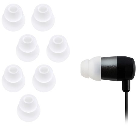 Xcessor Dual Flange Conical Replacement Silicone Earbuds 4 Pairs (Set of 8 Pieces). Compatible With Most in Ear Headphone Brands. Size: MEDIUM. Color: Transparent