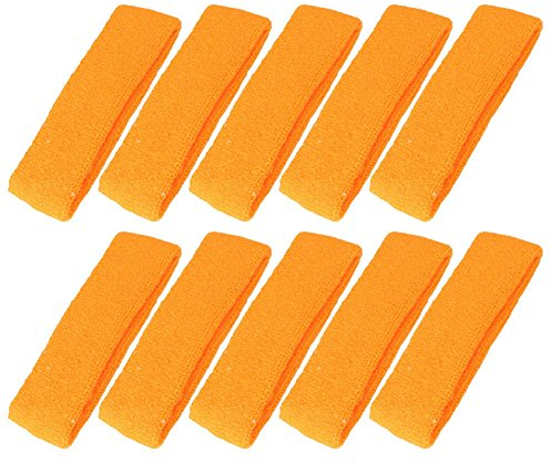 Mallofusa 10 Stück Baumwolle Sport Basketball Stirnband/Schweißband Kopf Schweißband Band/Bandage Geschenk Party Outdoor-Aktivitäten (Orange)