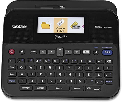 Brother P-Touch Label Maker, PC-Connectable Labeler, PTD600, Color Display, High-Resolution PC Printing, Black, Black/Gray