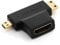 deleyCON Mini + Micro HDMI Dual Adapter - HDMI Hembra a Mini HDMI Macho + Micro HDMI Macho - 3D 1080p Full HD