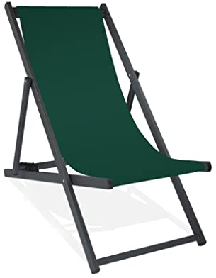 MultiBrands Liegestuhl, klappbar, Aluminium, Sitzbezug Tannengrün, schwarz lackiert