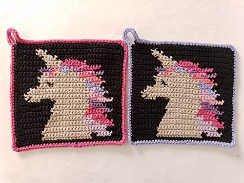 1 Paar Topflappen Einhorn gehäkelt Handarbeit