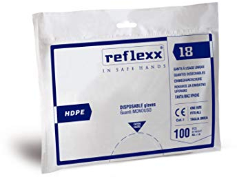 Reflexx R18 Guanti in Polietilene Alta Densità (Hdpe), Taglia Unica, 100 Pezzi, Trasparente