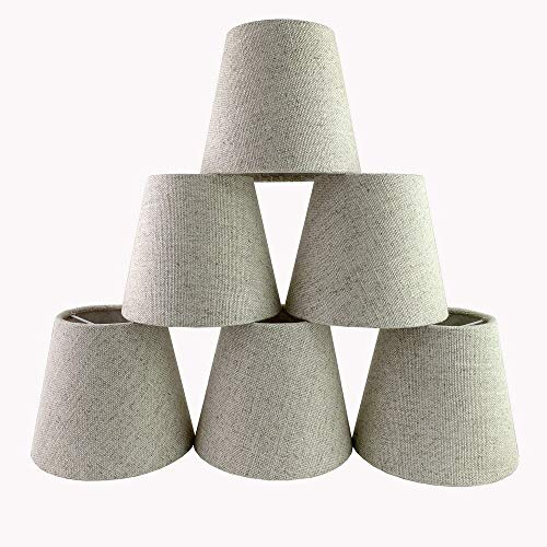 Doooitlight Lot de 6 abat-jours à clip pour lustre en cristal (lin naturel)