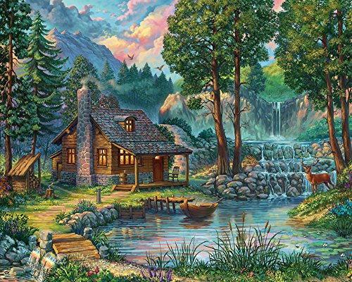 Vermont Christmas Company House Age 12+ by the Lake Jigsaw Puzzle 1000 Piece - Large Piece Puzzles for Adults 1000 Pieces - Fully Interlocking & Randomly Shaped Pieces