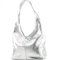 modamoda de T150 Damen Schultertasche Shopper Large aus Wildleder handmade in Italy, Farbe:Silber-Metallic