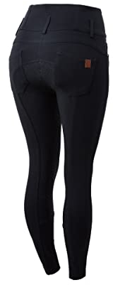 HORZE Women's Tara Full Seat Silicone Grip Breeches | Stretchable, High Waist with 4 Pockets - Dark Navy - 26