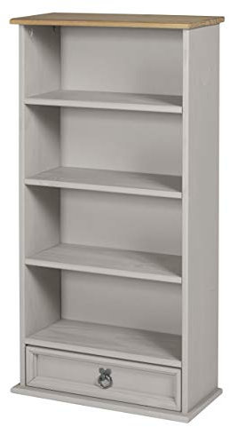 Mercers Furniture Corona Grey Wax 1 Drawer DVD Rack Bookcase