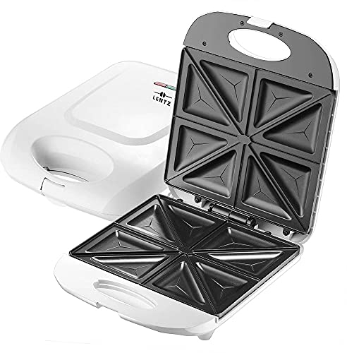 LENTZ 4-fach Sandwichtoaster Sandwichmaker für bis zu 8 Sandwiches 1400 Watt Sandwich-Toaster antihaftbeschichtete Backplatten (weiß)