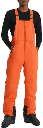 GEMYSE Herren Schneehose Skihose Wasserdicht Winddicht Overall mit verstellbaren Trägern für den Winter (Orange Schwarz,XXL)