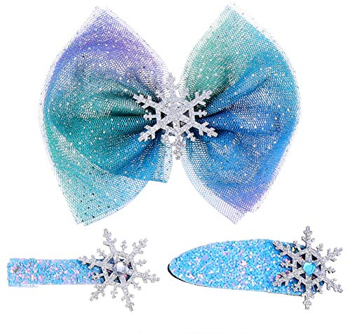 FRCOLOR 3 Stück Weihnachten Schneeflocke Haarnadeln Weihnachten Hair Snap Clips Glitter Bögen Haarspangen Mädchen Haarschmuck für Winter Hochzeit Party Dekoration