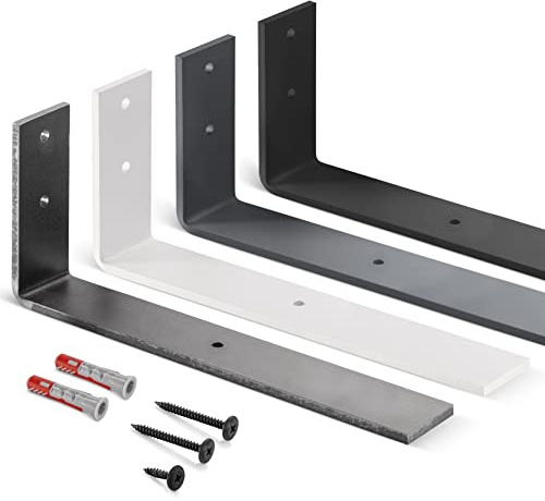 HOLZBRINK Regalträger Metall Regalhalter für Wandregal, Regalwinkel grau 300x100x40 mm, 2 Stück, HLR-L-300-7016
