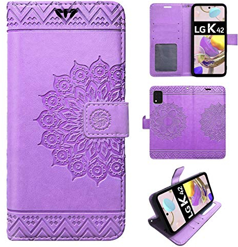 betterfon Hülle Kompatibel mit LG K42 | Klapphülle Schutzhülle mit Kartenfächer Kompatibel für K42 | Magnetverschluss Flip Case | Lila