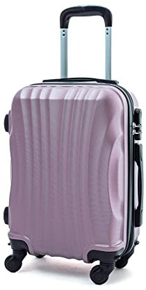 R.Leone Valigia Trolley Bagaglio a mano Rigido Ultraleggero in ABS 4 Ruote Autonome (Rose Gold, 2037 Valigia 55x40x20cm)