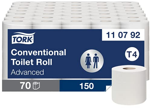 Tork weiches Kleinrollen Toilettenpapier Weiß T4, Advanced, 3-lagig, 70 × 150 Blätter, 110792