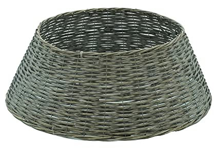 Stilè Copri Base per Albero di Natale in Vimini D.49/69xH.26 cm. (Dark Grey)