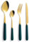 JEROSHE 16 Pieces Titanium Plated Cutlery Sets, Mirror Polish, Stainless Steel Flatware with Ceramic Handle, Knife Fork Spoon Eating Utensils Set, for Home/Office/Party