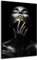 Kunstgestalten24 Leinwandbild Sensual Dark Woman Gold Lips Wandbild Kunstdruck Foyer Deko XXL