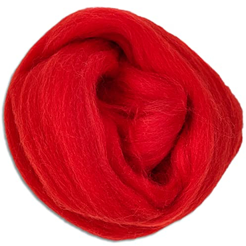 Wooliny 100 g Filzwolle Merinowolle Märchenwolle | 35 Farben zur Auswahl (11 | Rot)