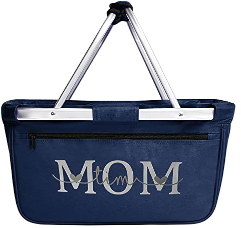 Geburtstagsgeschenk OMA, MAMA, OPA I Einkaufskorb faltbar Kinder Namen I personalisiert Geschenk Weihnachten Oma Frauen Geburt Baby praktisch groß (blau)