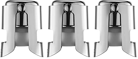 WOTOR Bouchon Champagne Paquet de 3, Acier Inoxydable Bouchon Bouteille Champagne avec Silicone de qualité alimentaire, Bouchon Champagne garde bulles (Argent)