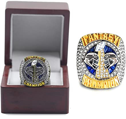 HYKJSHED Fantasy-Football-Ring, Meisterschaftsring, FFL-Meisterschaftstrophäe, Geschenkbox, Ring-Display-Box (A-size12)