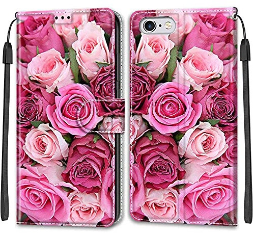 Feyten Cover per iPhone 6S /6, Custodia in Pelle iPhone 6S/6, Flip Custodia Pelle PU con [Magnetica][TPU Antiurto][Supporto Stand], Cover a Libro Portafoglio per iPhone 6S/6 (4,7 Pollici) (Rosa 2)