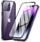MIMGOAL for iPhone 14 Pro Magnetic Case 360 Degree Full Body Cover, Front and Back Tempered Glass Transparent Cover, Shockproof Protective Metal Bumper [Built-in Camera Protector], Deep Purple