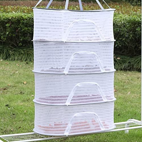 Bakidn Herb Drying Rack 4 Layer Hanging Mesh Net for Plants Hanging Drying Fish Net Foldable Hanging Mesh Dryer for Buds, Fruits, Hydroponics Flowers, Vegetables, Fish or Clothes, Doll