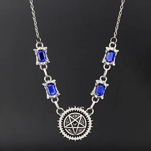 Halskette mit Anhänger Cartoon-Schmuck Black Butler Blaue Kristalle Halskette für Damen Accessoires Elegante Anhänger Halsketten Schmuck Geburtstagsgeschenke für Damen und Herren