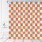 ASVEAS Retro-Duschvorhang, kariert, Orange, Vintage, 60er-/70er-Jahre, Schachbrett, geometrisch, modern, flippig, groovig, abstrakt, ästhetisch, niedlich, Stoff, Badezimmer-Dekor-Set mit Haken, 178 x