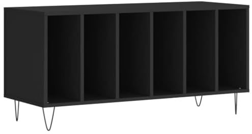 vidaXL Mobile Porta Dischi Nero 100x38x48 cm in Legno Multistrato