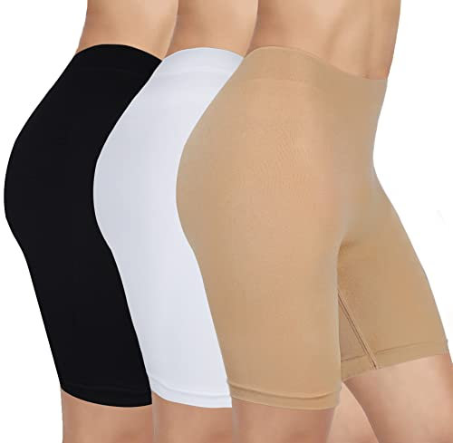 Justay Sowarm 3 Pièces Femme Anti Frottement Short Cycliste Short Taille Haute Boxer Short Sécurité sous Robe Jupe Culottes Legging Court Boxer Shorts