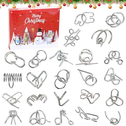 Knobelspiele für Erwachsene, 24 Stück Knobelspiel Geduldsspiel Rätsel Adventskalender 2025 Weihnachtskalender Weihnachts Adventskalender Geduldsspiel Geschicklichkeitsspiele Erwachsene