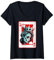 Herz Dame Gruseliges Poker Kartenspiel Halloween Gothic T-Shirt mit V-Ausschnitt