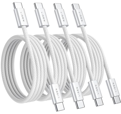 LISEN 4 cavi di ricarica USB-C, da 60 W, 1 m, 1 m, 2 m, 2 m, per iPhone 15, 15 Pro, 15 Pro Max Plus, Samsung Galaxy S23, iPad, Tab, Mi, Huawei, OnePlus