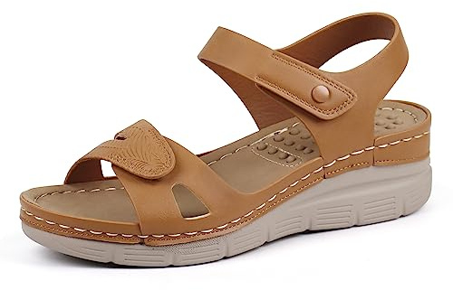 Ortho+rest Sandales Femme été de Marche avec Support de la Voûte Plantaire et Massage, Confortable Sandales Orthopédiques (39,Brown)
