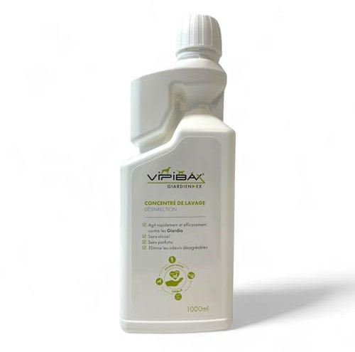 ViPiBaX Giardia Nettoyant concentré pour Chien, Chat & Co Désinfection Efficace Contre Les giardies, Les Virus, Les Champignons et Les bactéries 1000 ML