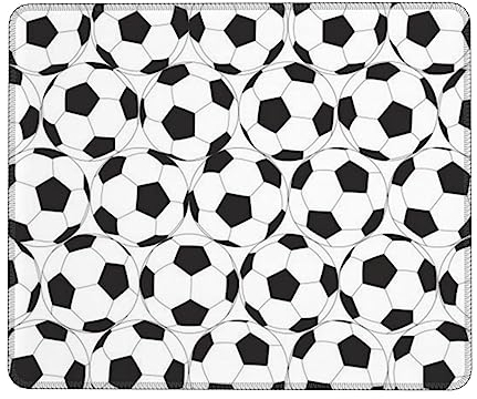 JCAKES Computer-Mauspad, niedliches schwarz-weißes Fußball-Muster, Mauspad, rechteckig, rutschfeste Gummiunterseite, Mauspad, Muster, Mauspad, für Büro- und Heimspiele