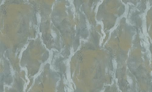 Galerie Opulence Collection Brown/Gold Italian Marble Effect Vinyl on Non-Woven Matte Wallpaper Roll Double Width