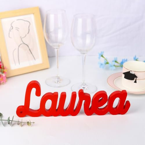 BETESSIN Centrotavola Laurea Legno Decorazioni Laurea Festa Rosso Gadget Addobbi Laurea da Tavolo Segnaposto Bomboniera