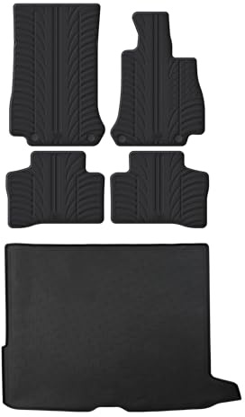 Travall Rubber Boot Mats & Car Mats Bundle compatible with Mercedes GLC SUV (2015-2019) Heavy Duty Floor Mats Moulded Premium Mats Easy Clean Black with Clips - Anti Slip All-Weather Protection