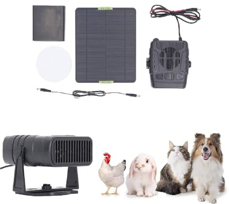 Ainiupi Calentadores de gallinero de 20 W, calentador de casa de perro, calentador de panel solar, calefacción de secado para casa de mascotas, equipo de viento cálido