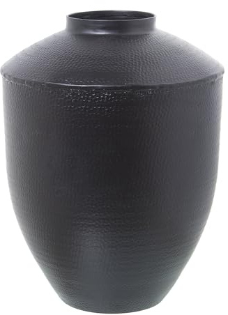 JARRÓN ALUMINIO TALLADO NEGRO_°26X35CM