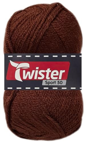 50 Gramm Twister Sport 50 aus 100% Polyacryl (88 Braun)
