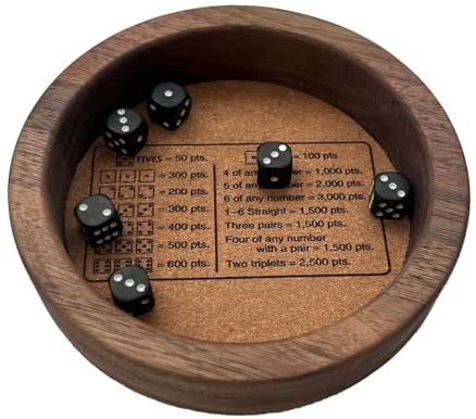 Qkbuza Klassisches Würfelspiel mit klassischem Würfelbrett aus Holz, das elegante Würfelbrett sorgt dafür, dass die Würfel für einen Spieleabend in