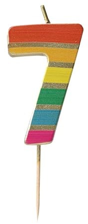 Talking Tables Zahl Sieben 7 Regenbogen-Geburtstagskerze für Kuchen Tortenaufsatz-Dekoration Premium-Qualität Ziffernkerzen Jahrestag Meilensteinalter 5,5 cm Höhe recycelte Verpackung
