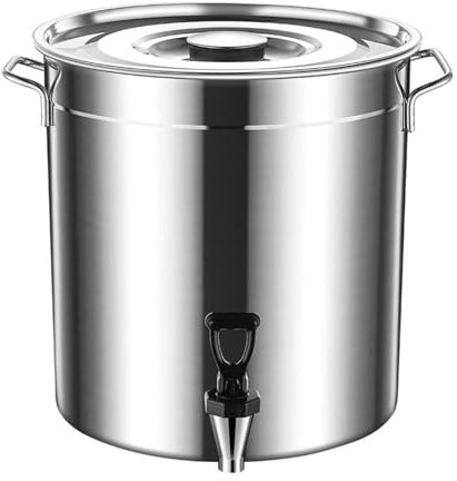 Seau à boire en acier inoxydable, seau à boire avec robinet et couvercle, seau à lait en acier inoxydable, marmite en acier inoxydable, marmite avec robinet, marmite for la famille et le restaurant(5L